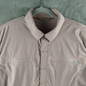 Simms Fishing Plaid Shirt Mens L Button Down‎ Long Sleeve Vented Nylon Stretch